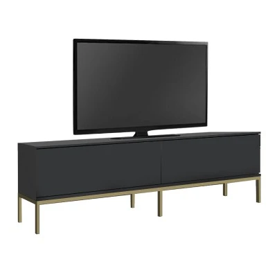 Έπιπλο τηλεόρασης Lord Megapap χρώμα μαύρο - χρυσό 180x30x47εκ.