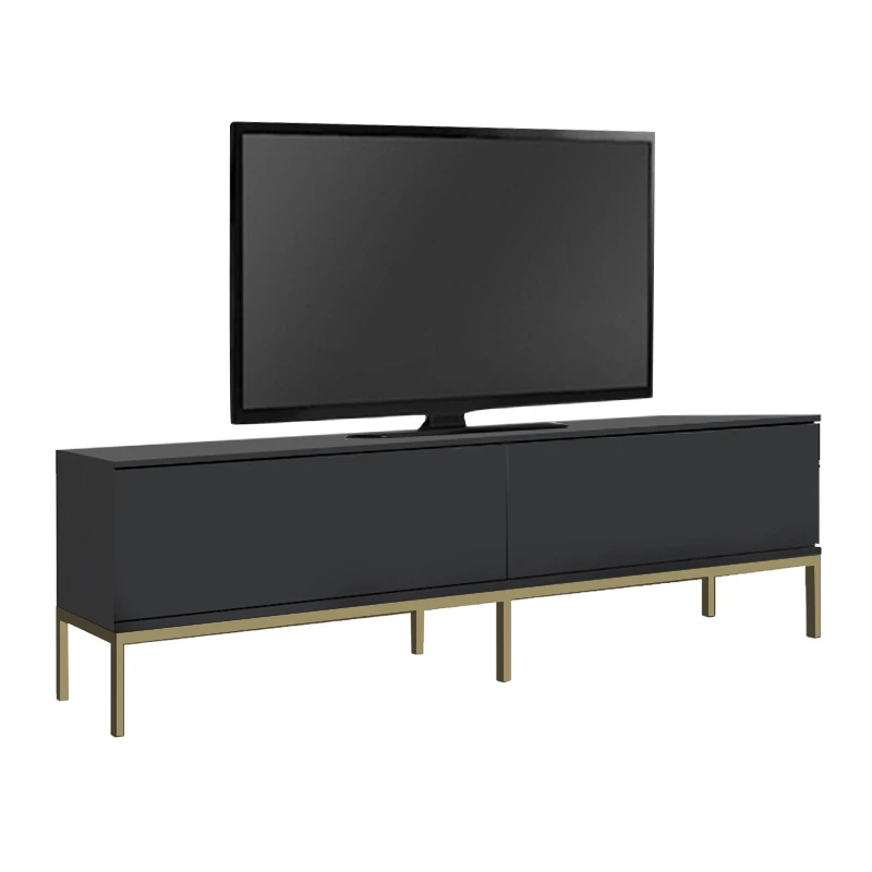 Έπιπλο τηλεόρασης Lord Megapap χρώμα μαύρο - χρυσό 180x30x47εκ.