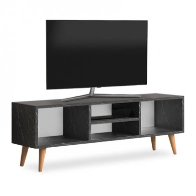 Loren Megapap melamine TV furniture in anthracite marble effect color 120x30x40cm.