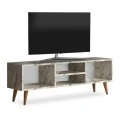 Loren Megapap melamine TV furniture in white marble effect color 120x30x40cm.
