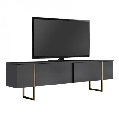 Luxe Megapap melamine TV furniture in anthracite - gold color 180x30x50cm.