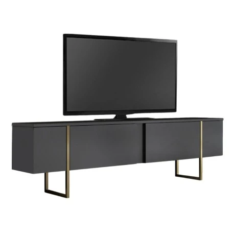 Luxe Megapap melamine TV furniture in anthracite - gold color 180x30x50cm.