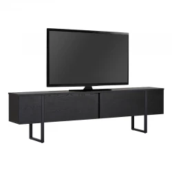 Luxe Megapap melamine TV furniture in black wood color 180x30x50cm.