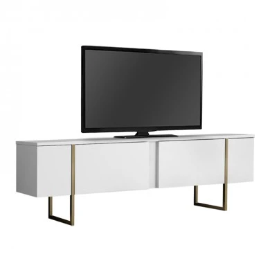 Luxe Megapap melamine TV furniture in white - gold color 180x30x50cm.