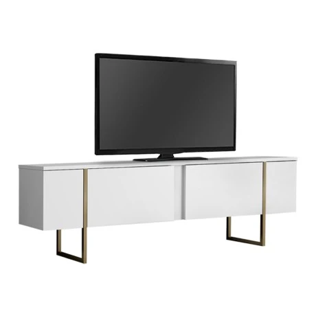 Luxe Megapap melamine TV furniture in white - gold color 180x30x50cm.