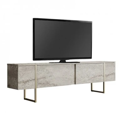 Luxe Megapap melamine TV furniture in travertine - gold color 180x30x50cm.
