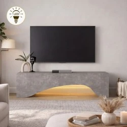 Έπιπλο τηλεόρασης Mara Megapap με LED χρώμα γκρι σκυροδέματος 150x31,4x40εκ.