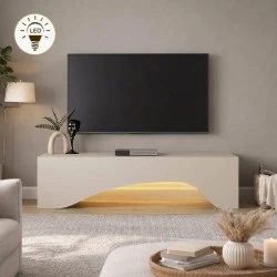 Έπιπλο τηλεόρασης Mara Megapap με LED χρώμα sandstone 150x31,4x40εκ.