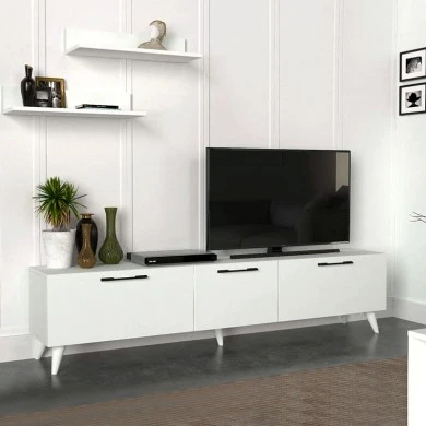 Mareta Megapap melamine tv stand in white color 180x31,3x42cm.
