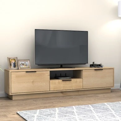 Mensa Megapap melamine TV furniture in oak color 180x35x43cm.