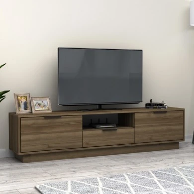 Mensa Megapap melamine TV furniture in walnut color 180x35x43cm.
