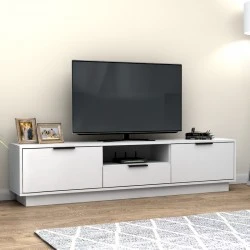 Mensa Megapap melamine TV furniture in white color 180x35x43cm.