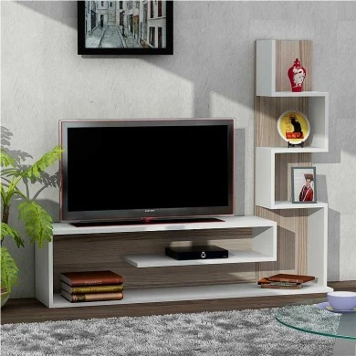 Meteni Megapap melamine TV stand in white - cordoba color 149,5x29x120cm.