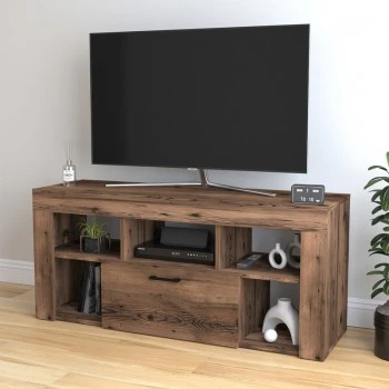 Milidi Megapap melamine tv furniture in smoked walnut color 135x42x60.7cm.