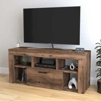 Milidi Megapap melamine tv furniture in smoked walnut color 135x42x60.7cm.