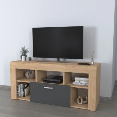 Milidi Megapap melamine tv furniture in sapphire oak - anthracite color 135x42x60.7cm.