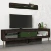 Miladra Megapap melamine TV stand in black rebab- olive color 180x31x55cm.