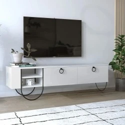 Norfolk Megapap melamine TV furniture in white color 151x35x43cm.
