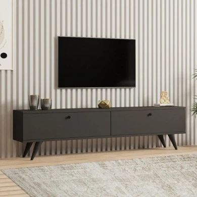 Paris Megapap melamine TV stand in anthracite color 160x25x35cm.