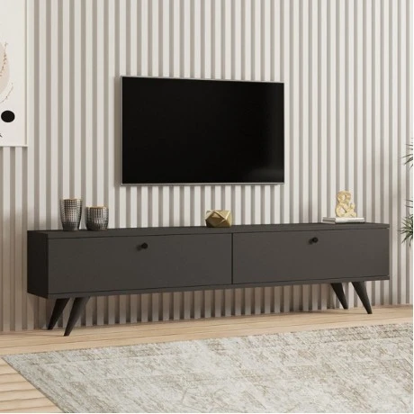 Έπιπλο τηλεόρασης Paris Megapap χρώμα ανθρακί 160x25x35εκ.