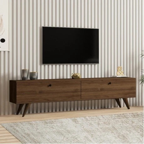 Έπιπλο τηλεόρασης Paris Megapap χρώμα καρυδί 160x25x35εκ.