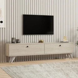 Paris Megapap melamine TV stand in travertine color 160x25x35cm.