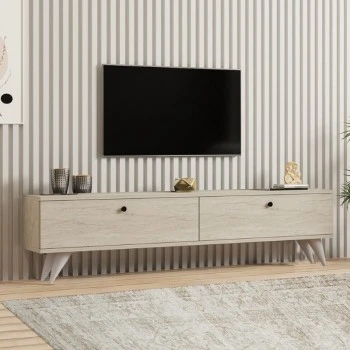 Paris Megapap melamine TV stand in travertine color 160x25x35cm.