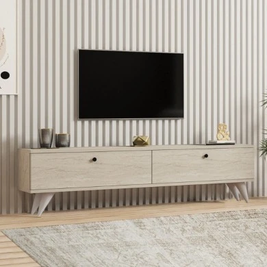 Paris Megapap melamine TV stand in travertine color 160x25x35cm.