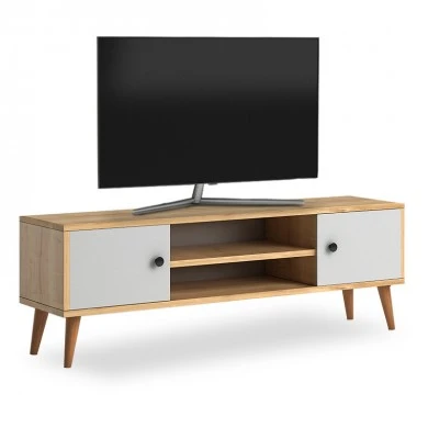 Parma Megapap melamine TV furniture in white - oak color 120x30x40cm.