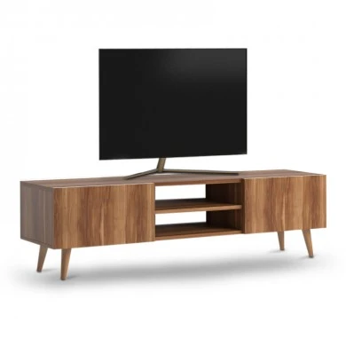 Plane Megapap melamine TV furniture in walnut color 150x32x46cm.