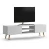 Plane Megapap melamine TV furniture in white color 150x32x46cm.
