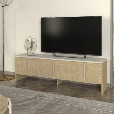Rebel Megapap melamine tv stand in rota oak - sandstone color 150x35x45cm.