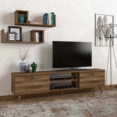 Seddra Megapap melamine tv stand in walnut color 180x31,5x45cm.
