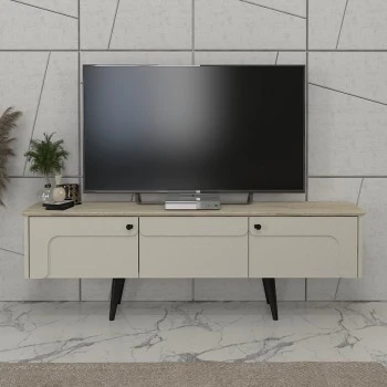 Sevilla Megapap melamine tv stand in sandstone - travertine color 150x35x45.6cm.