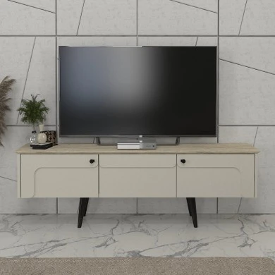 Sevilla Megapap melamine tv stand in sandstone - travertine color 150x35x45.6cm.