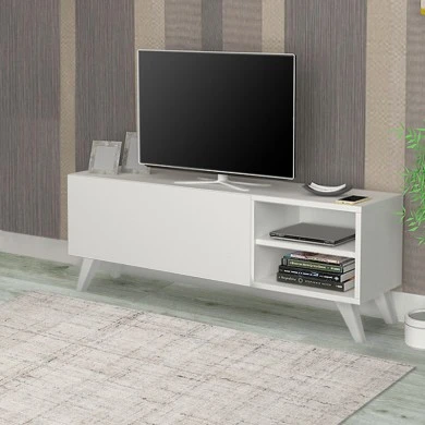 Space Megapap melamine TV furniture in white color 120x30x42cm.