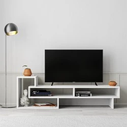 Tetra Megapap melamine TV stand in white color 136,7x40x42cm.