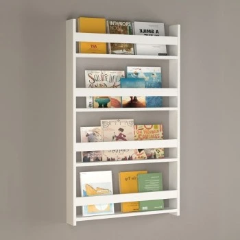 Montessori Megapap melamine wall bookshelf in white color 74x10x120cm.