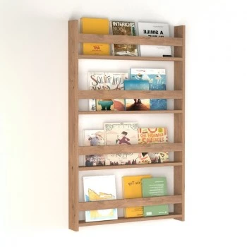 Montessori Megapap melamine wall bookshelf in pine oak color 74x10x120cm.