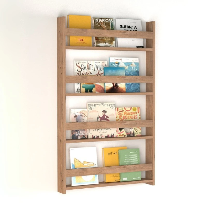 Montessori Megapap melamine wall bookshelf in pine oak color 70x10x120cm.