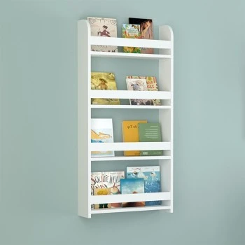 Montessori Megapap melamine wall bookshelf in white color 60x15x120cm.