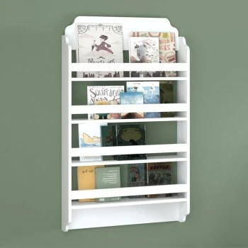Montessori Megapap melamine wall bookshelf in white color 80x15x132cm.