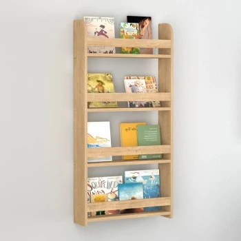 Montessori Megapap melamine wall bookshelf in sapphire oak color 60x15x120cm.