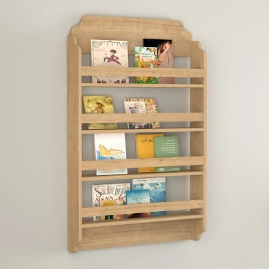 Montessori Megapap melamine wall bookshelf in sapphire oak color 80x15x132cm.