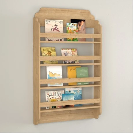 Montessori Megapap melamine wall bookshelf in sapphire oak color 80x15x132cm.