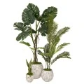 SET 3 FIBERGLASS MARBLE LOOK PLANTER WHITE