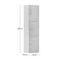 Ντουλάπα Locker 3 θέσεων με μεταλλικό σκελετό σε χρώμα λευκό 38x45x185εκ