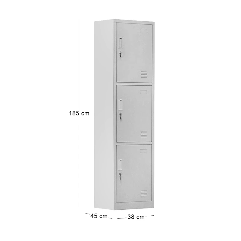 Ντουλάπα Locker 3 θέσεων με μεταλλικό σκελετό σε χρώμα λευκό 38x45x185εκ