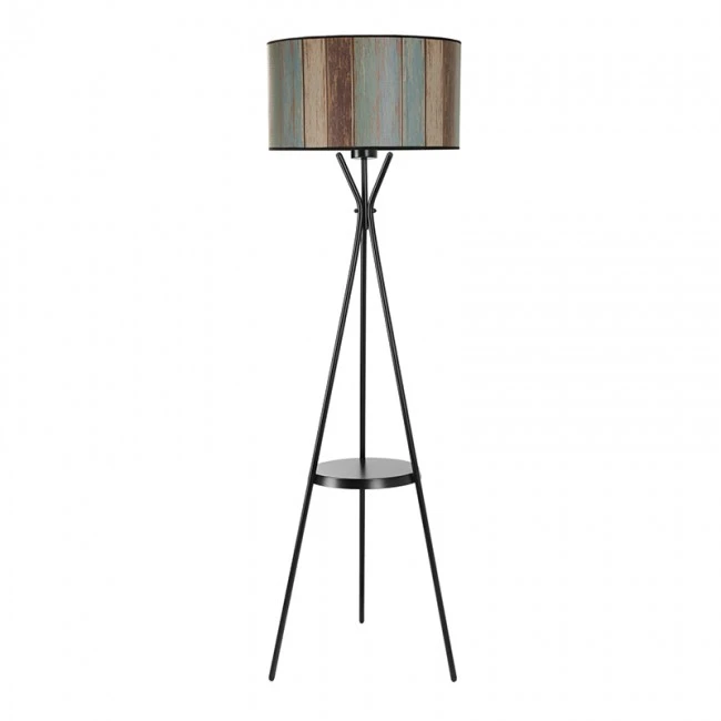 Augustine Megapap metal/fabric PVC  floor light in black - multicolor 50x45x158cm.