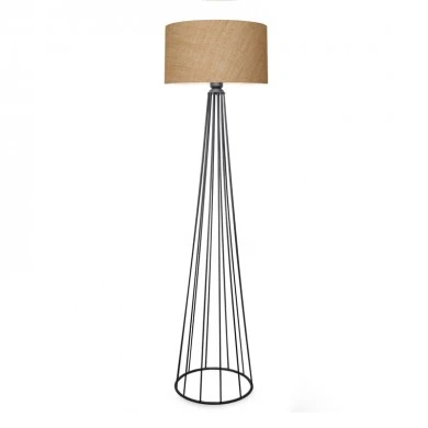 Clarke Megapap metallic/fabric floor lamp in black/natural color 38x38x155cm.